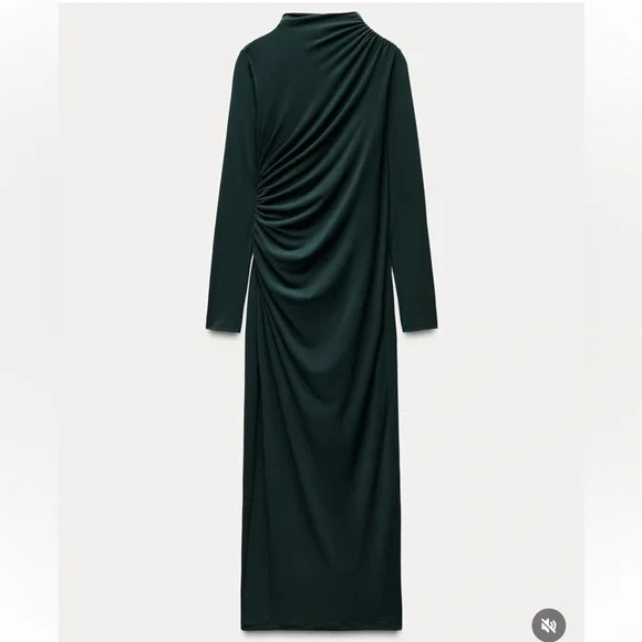 ZARA DRAPED MIDI DRESS - Picture 2 of 4